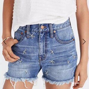 Madewell The Perfect Jean Short Daisy Embroidered Edition Size 28